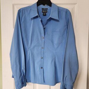 New York & Co stretch button down shirt.  Blue.